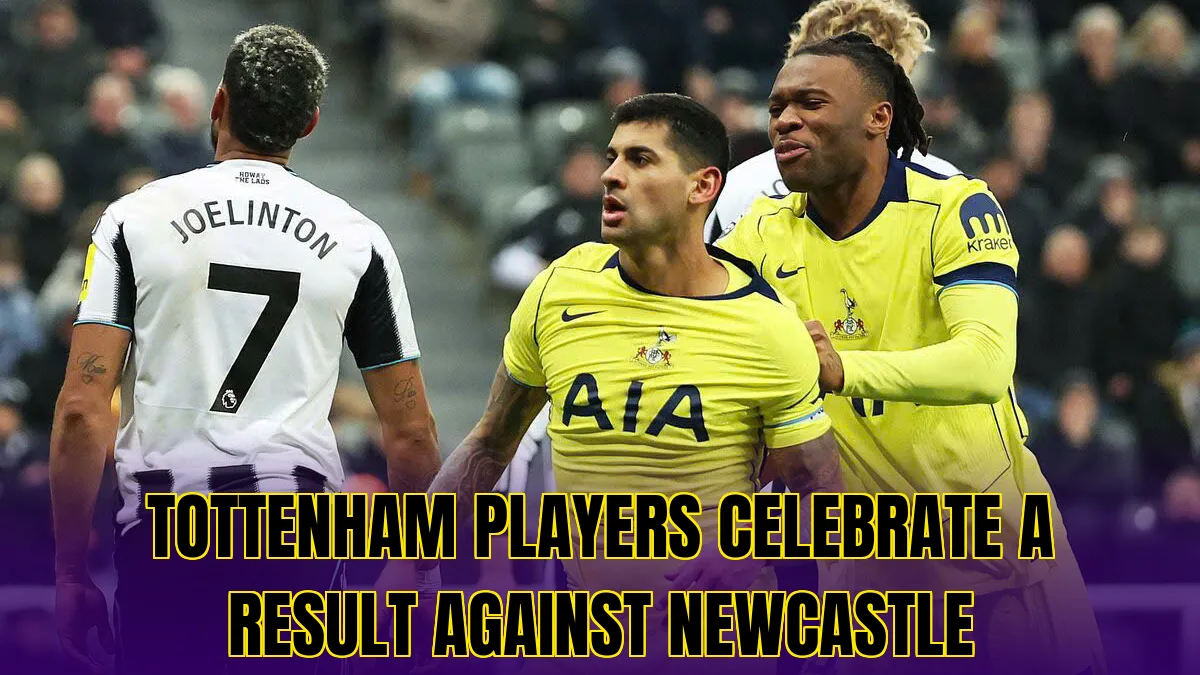 Tottenham players celebrate a result against Newcastle