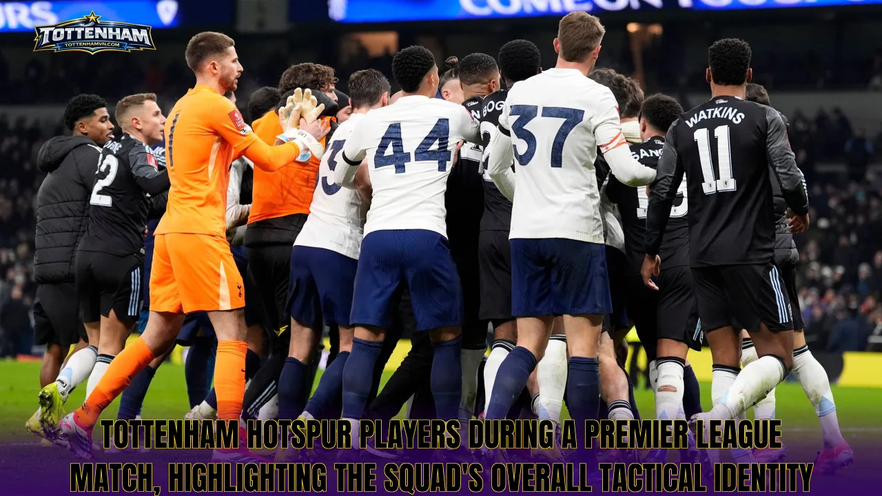 Tottenham Hotspur players during a Premier League match, highlighting the squad's overall tactical identity