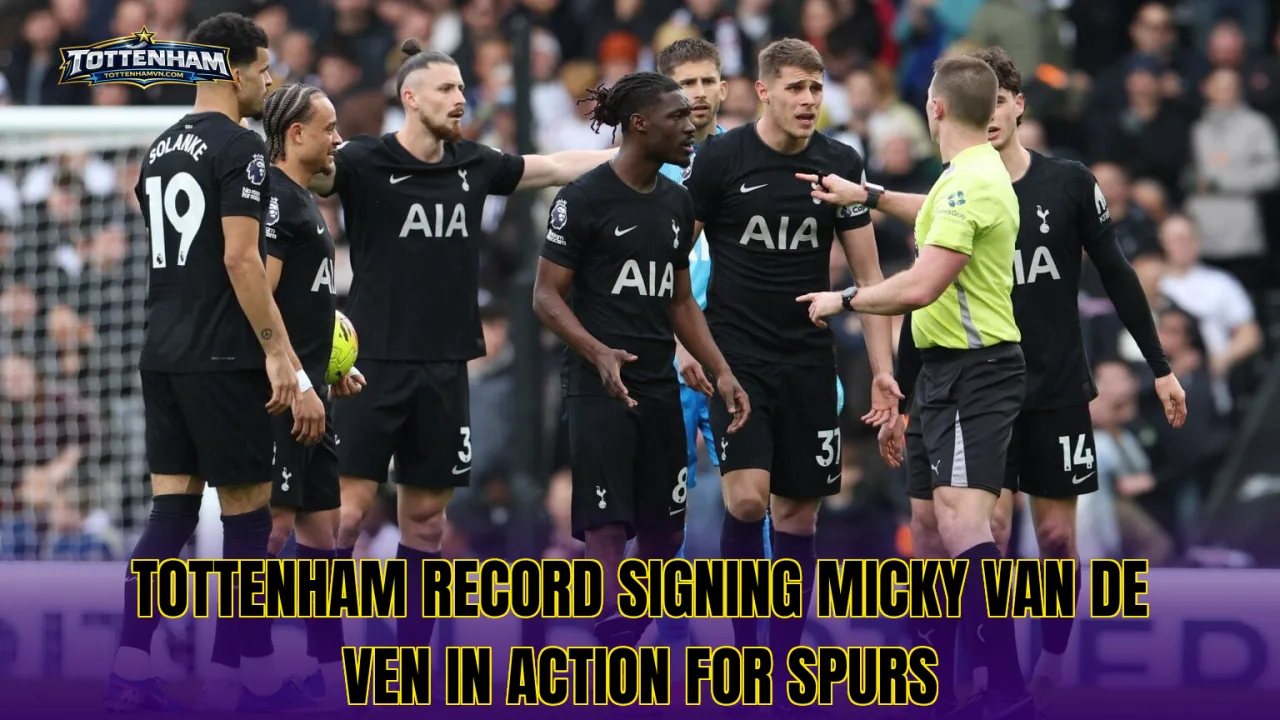 Tottenham record signing Micky van de Ven in action for Spurs