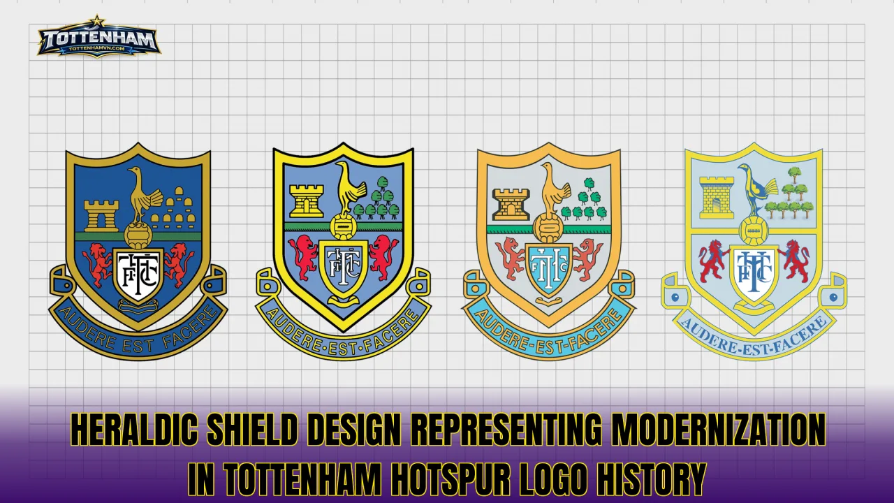Heraldic shield design representing modernization in Tottenham Hotspur logo history
